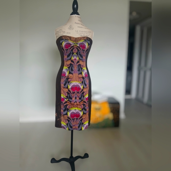 Nicole Miller Collection Bronze Strapless Mini Dress - Picture 1 of 7